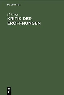 E-Book (pdf) Kritik der Eröffnungen von M. Lange