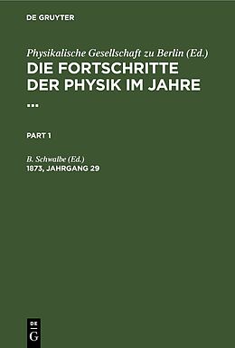 Fester Einband Die Fortschritte der Physik im Jahre ... / Die Fortschritte der Physik im Jahre .... 1873, Jahrgang 29 von 