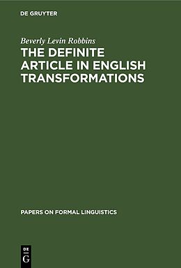 eBook (pdf) The Definite Article in English Transformations de Beverly Levin Robbins