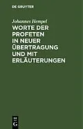 E-Book (pdf) Worte der Profeten in neuer Übertragung und mit Erläuterungen von Johannes Hempel