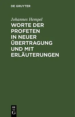E-Book (pdf) Worte der Profeten in neuer Übertragung und mit Erläuterungen von Johannes Hempel
