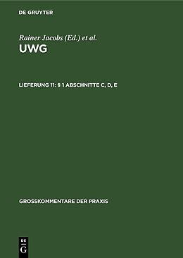 Fester Einband UWG / § 1 Abschnitte C, D, E von 
