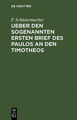 E-Book (pdf) Ueber den sogenannten ersten Brief des Paulos an den Timotheos von F. Schleiermacher