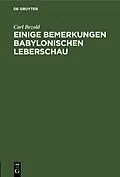 E-Book (pdf) Einige Bemerkungen babylonischen Leberschau von Carl Bezold