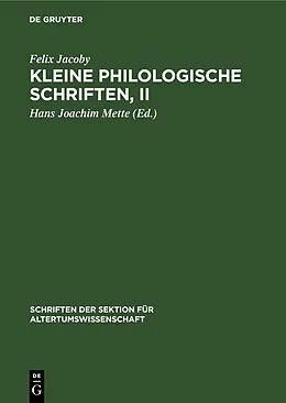 E-Book (pdf) Kleine Philologische Schriften, II von Felix Jacoby