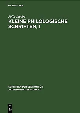 E-Book (pdf) Kleine Philologische Schriften, I von Felix Jacoby