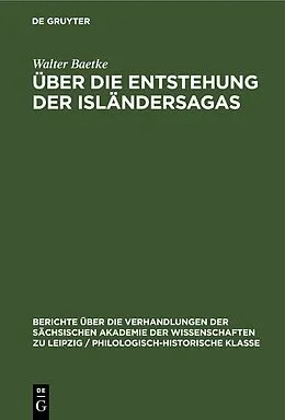 E-Book (pdf) Über die Entstehung der Isländersagas von Walter Baetke