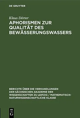 E-Book (pdf) Aphorismen zur Qualität des Bewässerungswassers von Klaus Dörter