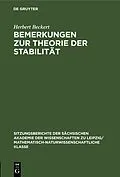 E-Book (pdf) Bemerkungen zur Theorie der Stabilität von Herbert Beckert