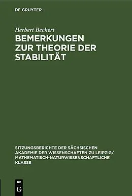 E-Book (pdf) Bemerkungen zur Theorie der Stabilität von Herbert Beckert