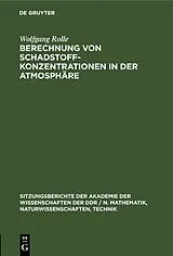 PDF Berechnung von Schadstoffkonzentrationen in der Atmosphäre von Wolfgang Rolle