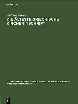 E-Book (pdf) Die älteste griechische Kircheninschrift von Adolf von Harnack