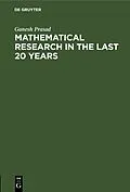 E-Book (pdf) Mathematical Research in the last 20 years von Ganesh Prasad