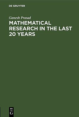 eBook (pdf) Mathematical Research in the last 20 years de Ganesh Prasad