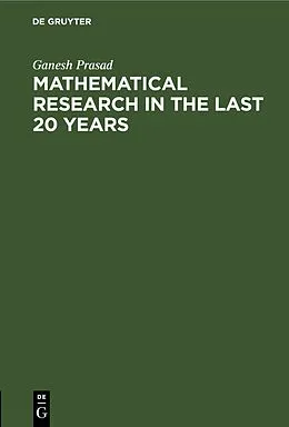 E-Book (pdf) Mathematical Research in the last 20 years von Ganesh Prasad