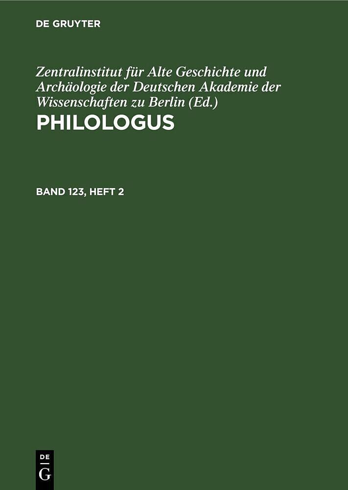 Philologus, Band 123, Heft 2, Philologus Band 123, Heft 2