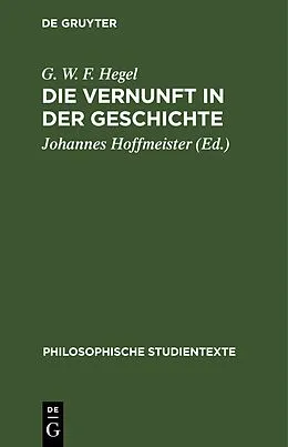 E-Book (pdf) Die Vernunft in der Geschichte von G. W. F. Hegel