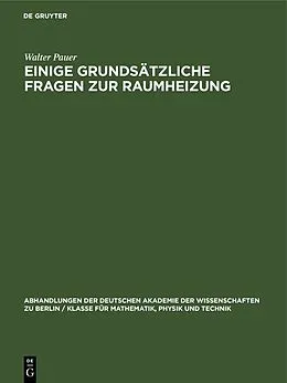 E-Book (pdf) Einige grundsätzliche Fragen zur Raumheizung von Walter Pauer