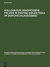 E-Book (pdf) Kolloquium inhomogene Felder in festen Dielektrika im Durchschlagsgebiet von [unknown]