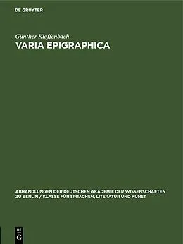 E-Book (pdf) Varia Epigraphica von Günther Klaffenbach