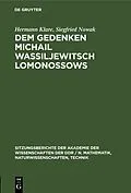 E-Book (pdf) Dem Gedenken Michail Wassiljewitsch Lomonossows von Hermann Klare, Siegfried Nowak