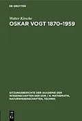 E-Book (pdf) Oskar Vogt 18701959 von Walter Kirsche