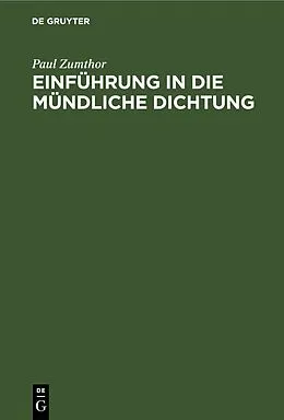 E-Book (pdf) Einführung in die mündliche Dichtung von Paul Zumthor