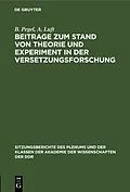 E-Book (pdf) Beitrage zum Stand von Theorie und Experiment in der Versetzungsforschung von B. Pegel, A. Luft