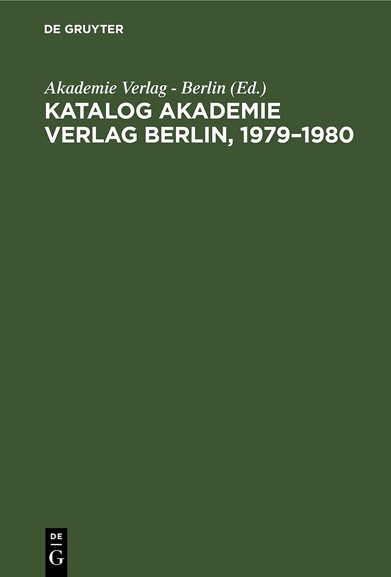 Katalog Akademie Verlag Berlin, 19791980
