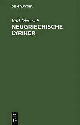 E-Book (pdf) Neugriechische Lyriker von Karl Dieterich