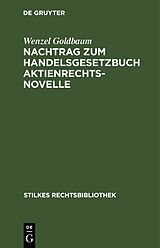 E-Book (pdf) Nachtrag zum Handelsgesetzbuch Aktienrechtsnovelle von Wenzel Goldbaum