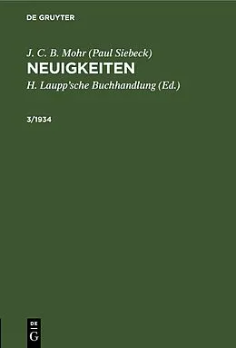 E-Book (pdf) Neuigkeiten. 3/1934 von J. C. B. Mohr (Paul Siebeck)