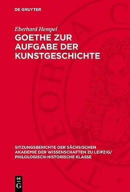 E-Book (pdf) Goethe zur Aufgabe der Kunstgeschichte von Eberhard Hempel