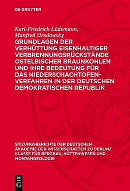E-Book (pdf) Grundlagen der Verhüttung eisenhaltiger Verbrennungsrückstände ostelbischer Braunkohlen und ihre Bedeutung für das Niederschachtofenverfahren in der Deutschen Demokratischen Republik von Karl-Friedrich Lüdemann, Manfred Drodowsky