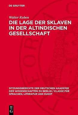 E-Book (pdf) Die Lage der Sklaven in der altindischen Gesellschaft von Walter Ruben