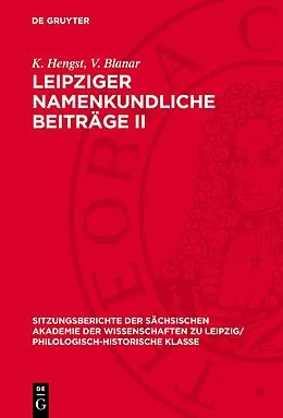 E-Book (pdf) Leipziger namenkundliche Beiträge II von R. Fischer, H. Walther, E. Eichler