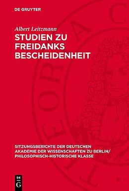 E-Book (pdf) Studien zu Freidanks Bescheidenheit von Albert Leitzmann