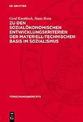 PDF Zu den sozialökonomischen Entwicklungskriterien der materiell-technischen Basis im Sozialismus von Gerd Knobloch, Hans Roos