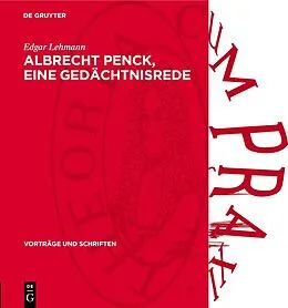 E-Book (pdf) Albrecht Penck, eine Gedächtnisrede von Edgar Lehmann