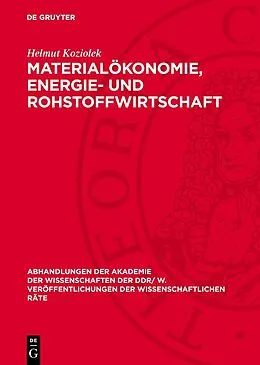 PDF Materialökonomie, Energie- und Rohstoffwirtschaft von Helmut Koziolek