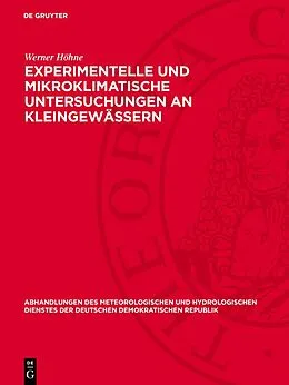 E-Book (pdf) Experimentelle und mikroklimatische Untersuchungen an Kleingewässern von Werner Höhne