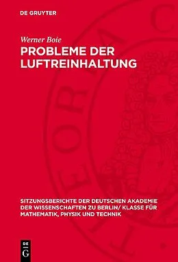 E-Book (pdf) Probleme der Luftreinhaltung von Werner Boie