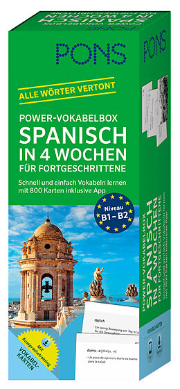 Kartonierter Einband PONS Power-Vokabelbox Spanisch in 4 Wochen für Fortgeschrittene von 