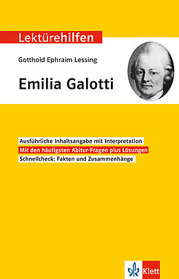 Kartonierter Einband Klett Lektürehilfen Gotthold Ephraim Lessing, Emilia Galotti von Wolf Dieter Hellberg