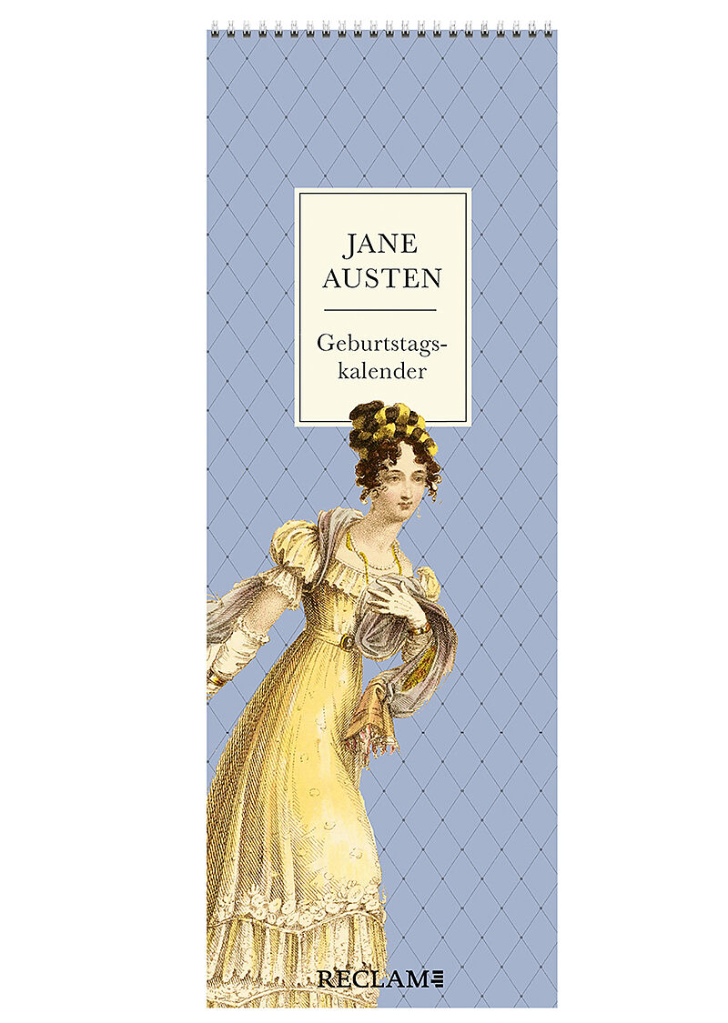 Jane Austen Geburtstagskalender | Immerwährender Wandkalender zum Eintragen im praktischen Streifenformat | Mit Illustrationen und Zitaten aus Jane Austens beliebtesten Romanen und Briefen