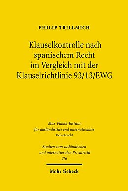 E-Book (pdf) Klauselkontrolle nach spanischem Recht im Vergleich mit der Klauselrichtlinie 93/13/EWG von Philip Trillmich