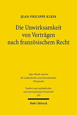 E-Book (pdf) Die Unwirksamkeit von Verträgen nach französischem Recht von Jean-Philippe Klein