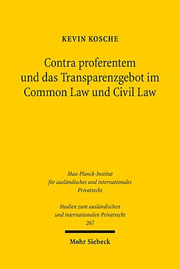 E-Book (pdf) Contra proferentem und das Transparenzgebot im Common Law und Civil Law von Kevin Kosche