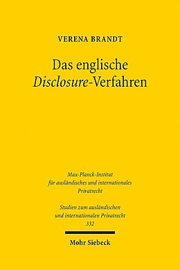 Kartonierter Einband Das englische Disclosure-Verfahren von Verena Brandt