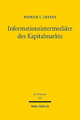 Leinen-Einband Informationsintermediäre des Kapitalmarkts von Patrick C. Leyens
